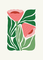 Floral abstract elements. Tropical Botanical composition. Modern trendy Matisse minimal style. Floral poster, invite. Vector arrangements for greeting card or invitation design © KozyPlace