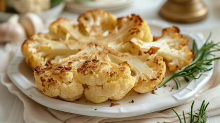 Golden Seared Cauliflower Steaks with Fresh Herb Garnish