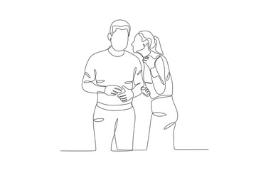 A woman gossips with her boyfriend