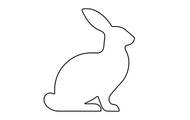 Rabbit outline. Easter Bunny. Isolated on white background. A simple black icon of hare. Cute animal. Perfect for logo, emblem, pictogram, print, design element for greeting card, invitation