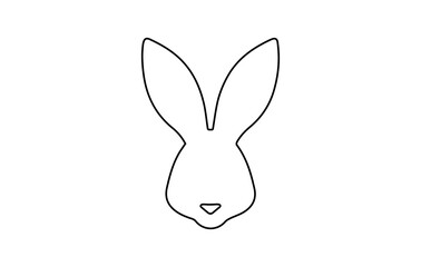 Rabbit head outline. Easter Bunny. Isolated on a white background. A simple black icon of hare. Cute animal. Perfect for logo, emblem, pictogram, print, design element for greeting card, invitation