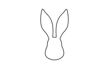 Rabbit head outline. Easter Bunny. Isolated on white background. A simple black icon of hare. Cute animal. Perfect for logo, emblem, pictogram, print, design element for greeting card, invitation