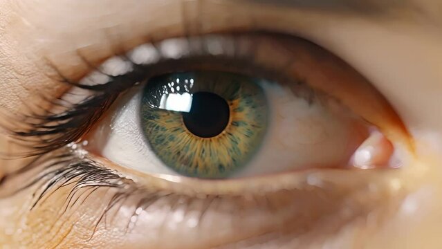 Human green eye close-up