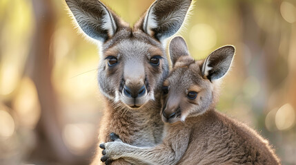 kangaroo with baby, generative ai