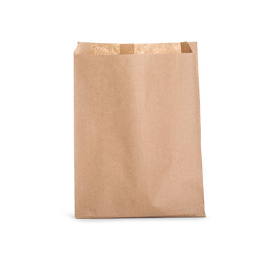 One kraft paper bag isolated on white