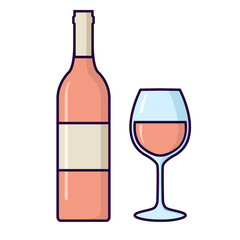 bouteille et verre de vin rosé