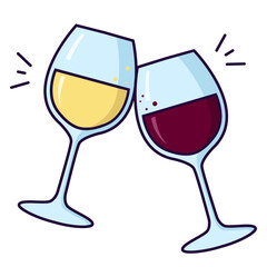 verre de von blanc et verre de vin rouge