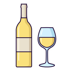 bouteille et verre de vin blanc