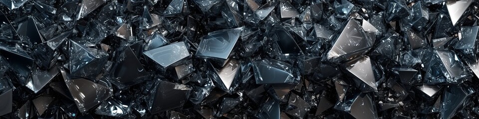 Gleaming dark obsidian wall in 3D, with a crystal-clear sheen and precise edges, evoking a feeling of concealed secrets. 