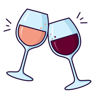 un verre de vin ros&eacute; et un verre de vin rouge