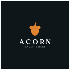 Simple Acorn logo design with leaves,oak leaves logo,isolated with vector illustration editing
