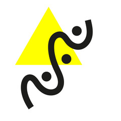 triangle jaune et lignes noires styles memphis