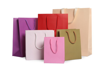 Colorful paper shopping bags isolated on white
