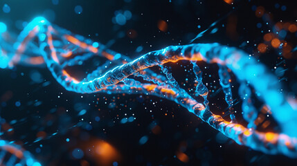 Genetic Sketch: Illustrating DNA in Blue and Orange Hues