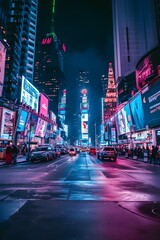 colorful New York city, colorful city light, American New York Times square rode