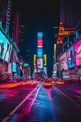 colorful New York city, colorful city light, American New York Times square rode