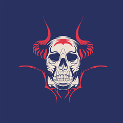 Human head skull surrounded by chains	