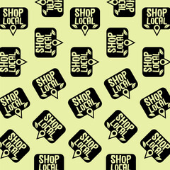 Shop local seamless pattern isolated on light green background