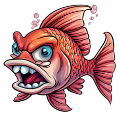 caricature mascot Angry cartoon fish