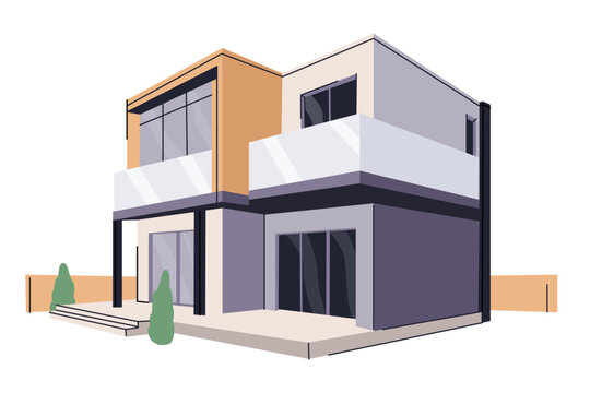 Modular construction of houses. Architecture. Modern house. Glass and wood villa. Residential building architecture. Modular homes exterior designs
of modern architecture. 