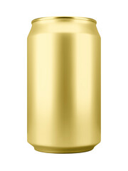 Realistic aluminum golden colored soft drink or beer can. Png clipart isolated on transparent background