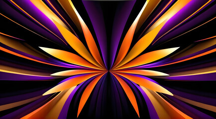 Abstract violet background, gold and flower hues blend in harmonious symphony.
