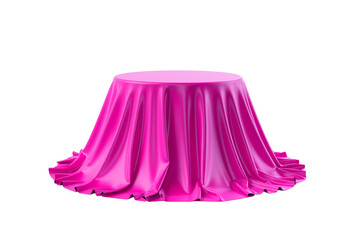 Round box covered with satin fabric. Png clipart isolated on transparent background