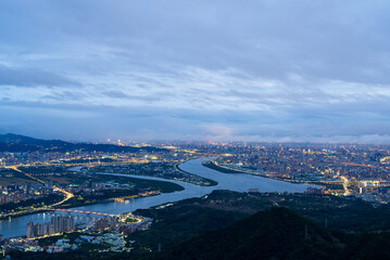 Taipei city skyline in the evening