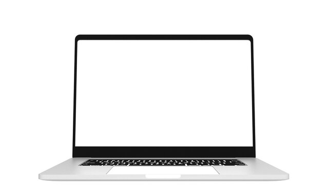 laptop computer notebook device with blank white screen display isolated 3d realistic render