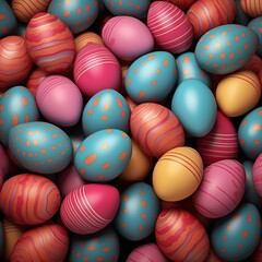 Fototapeta premium Colorfull easter eggs with different patterns and colors 