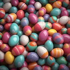 Fototapeta na wymiar Colorfull easter eggs with different patterns and colors 