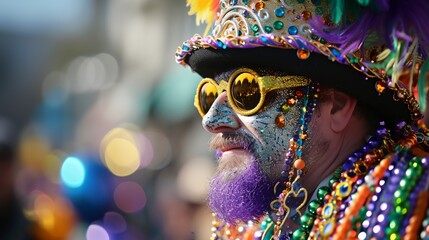 a person with a colorful face and feathers - obrazy, fototapety, plakaty