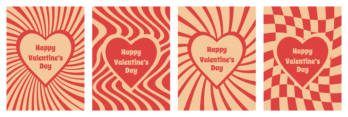 Set of geometric abstract backgrounds for Valentine's Day with 2000 year hearts. Vector illustration, EPS 10.