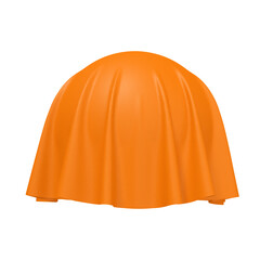 Ball or sphere covered with orange fabric material. Surprise, award and presentation concept, revealing hidden object or raising the curtain. Png clipart isolated cut out on transparent background