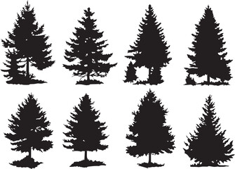 Obraz premium Set Trees. Hand drawn vector illustration 