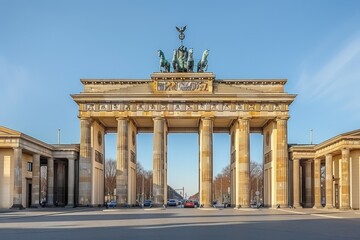 Obraz premium The Brandenburg Gate is a monumental building in the center of Berlin