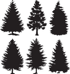Set Trees. Hand drawn vector illustration	