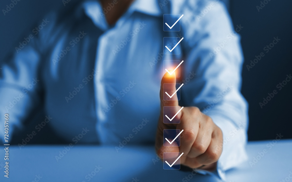 Aufkleber Fast checklist and clipboard task management.Business productivity checklist and filling survey form online.	