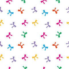 Seamless pattern of multicolored bows on a white background. Vector design.