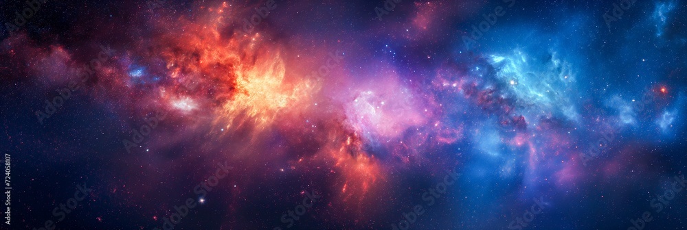 Poster beautiful outer space background with colorful nebula - ai generated