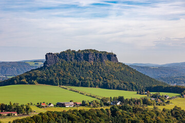 View of the table mountain and the river Elbe. Saxon Switzerland. Germany