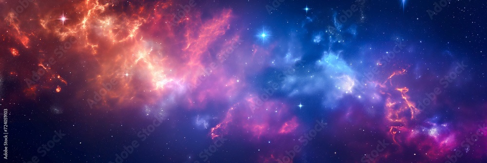 Wall mural beautiful outer space background with colorful nebula - ai generated