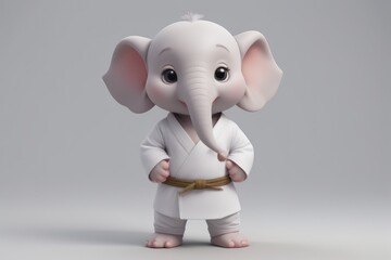 Cartoon 3d elephant in taekwondo uniform.Educational posters for Kids and children's book Illustrations concept,merchandise such as t-shirts, hoodies, or water bottles concept.