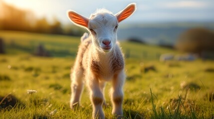 Obraz premium Capturing the Joy of a Little Baby Goat in Its Natural Habitat