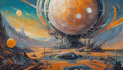 Retro futurism Sci-Fi landscape