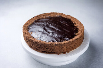 A delicious cake in a restaurant. Close-up