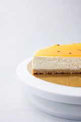 A delicious cake in a restaurant. Close-up