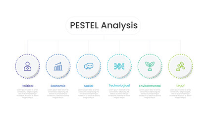 PESTEL analysis slide infographic template with icons