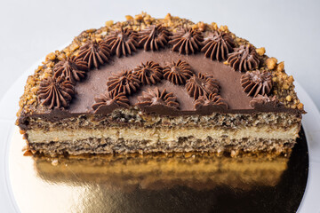 A delicious cake in a restaurant. Close-up