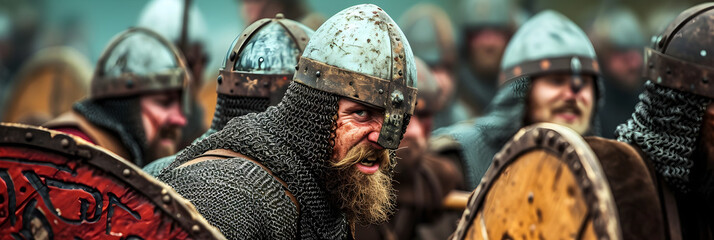 Anglo Saxon soldiers fighting in battle 